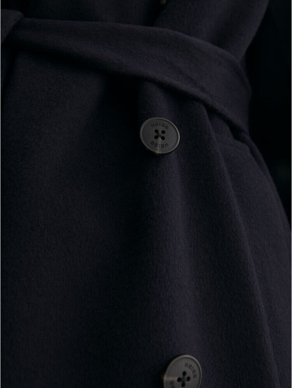NEW, REISS Maeve Belted Double Breasted Wool Blend Coat in Navy Sz 6 #W209 - Picture 12 of 14